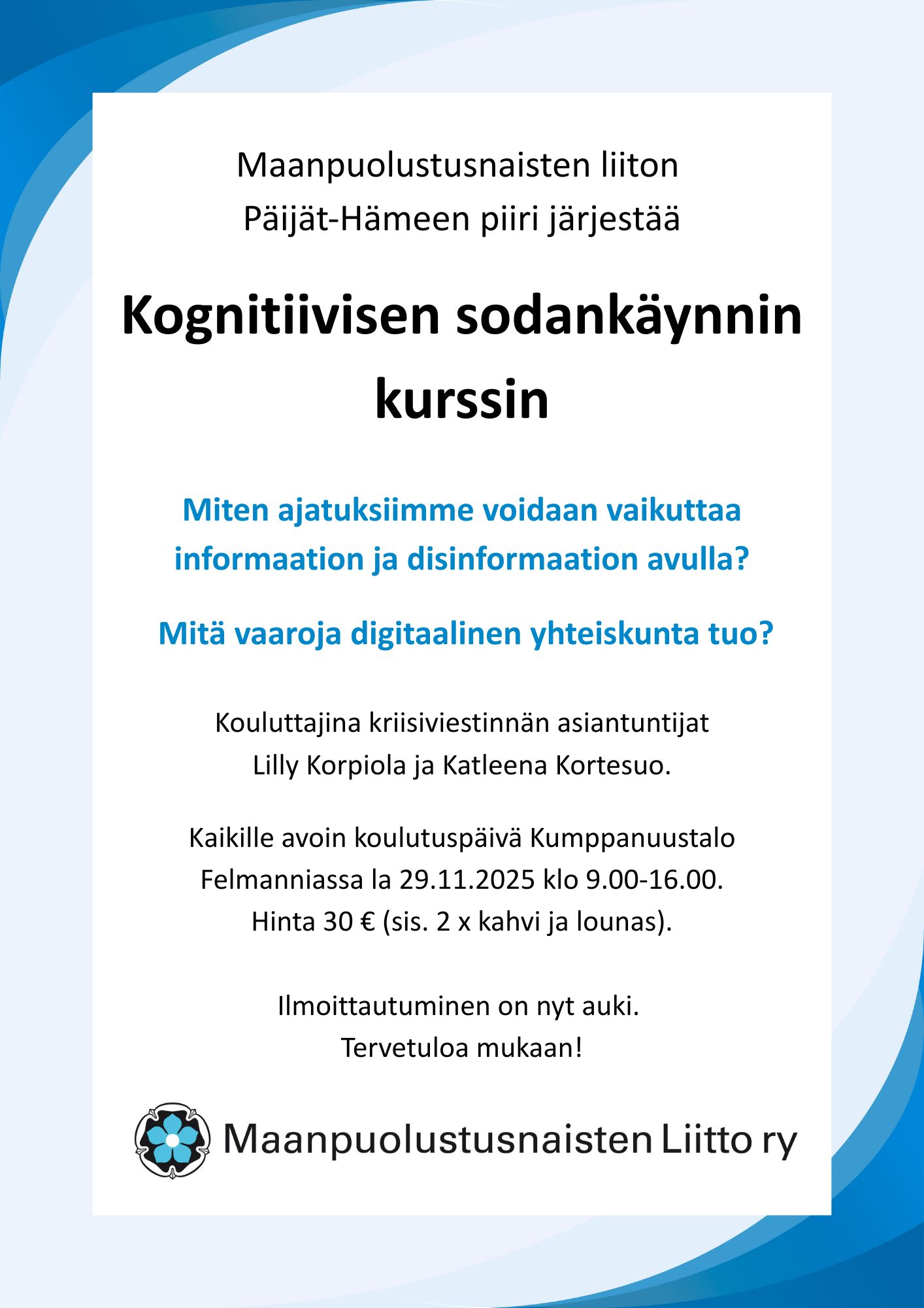 Kognitiivisen sodankäynnin kurssi Lahdessa