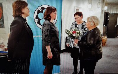 Sirpa Järvinen vei Uudenmaan piirin terveiset MN Liiton puheenjohtajan vaihtotilaisuuteen 18.1.23